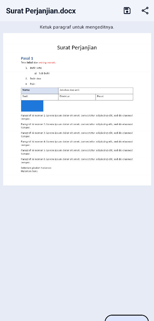 Editing a Word document in MesinPDF
